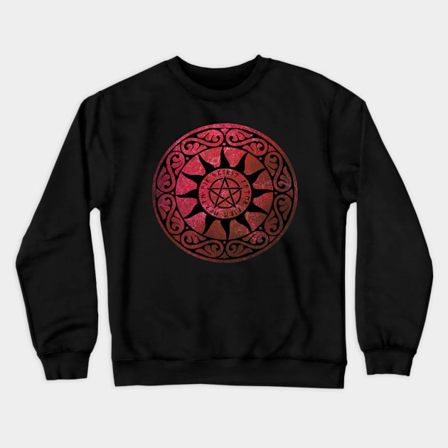 Five Elements Runic Magical Pentacle - Red Version Crewneck Sweatshirt by sarahwainwright